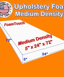 FoamTouch 5'' X 24'' X 72'' Upholstery Foam Cushion Medium Density Standard (Seat Replacement , Upholstery Sheet , Foam Padding) by Comfort Foam