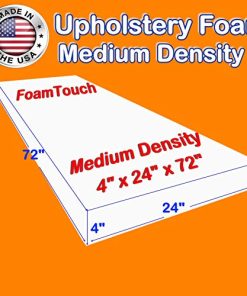 FoamTouch Comfort Foam Upholstery Foam Cushion Medium Density 4" Height x 24" Width x 72"
