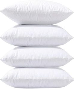FoamTouch Set of 4 Hollow Fibber Plump Cushions Inner Fillers Inserts Pads Hypoallergenic Cushion Pad Stuffer Pillow Insert Square Polyester Standard White