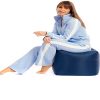 FoamTouch Comfort Foam COLLECTION Beautiful Bean Bags Soft Luxury Footstool Lightweight Double Sided Cousin Chair for Indoor Outdoor Living Room Home Or Garden Water and Weather Resistant (Navy Blue, 40 cm X 16")