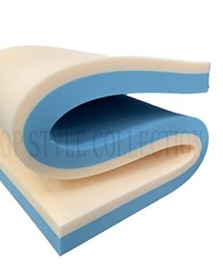 FoamTouch TOP STYLE COLLECTION High Density Blue Firm Foam Base with Memory Foam Bonded Layer Upholstery Foam Sheet for Mattress Padding Window Seat Bench Pads Floor Bed Replacement